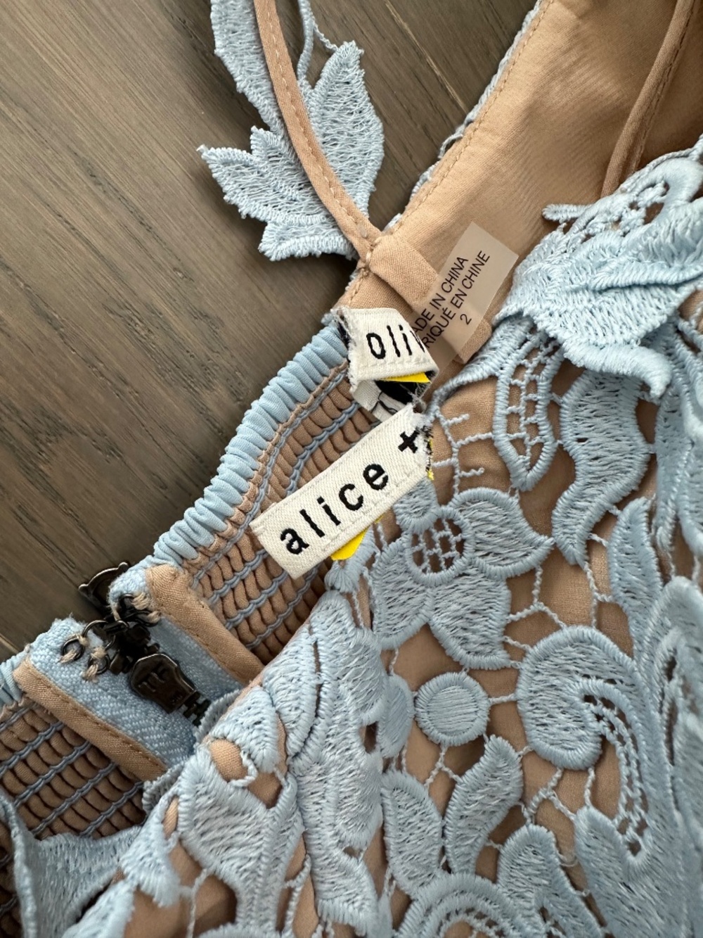 Alice + Olivia Powder Blue Lace Midi Dress - Picture 4 of 11